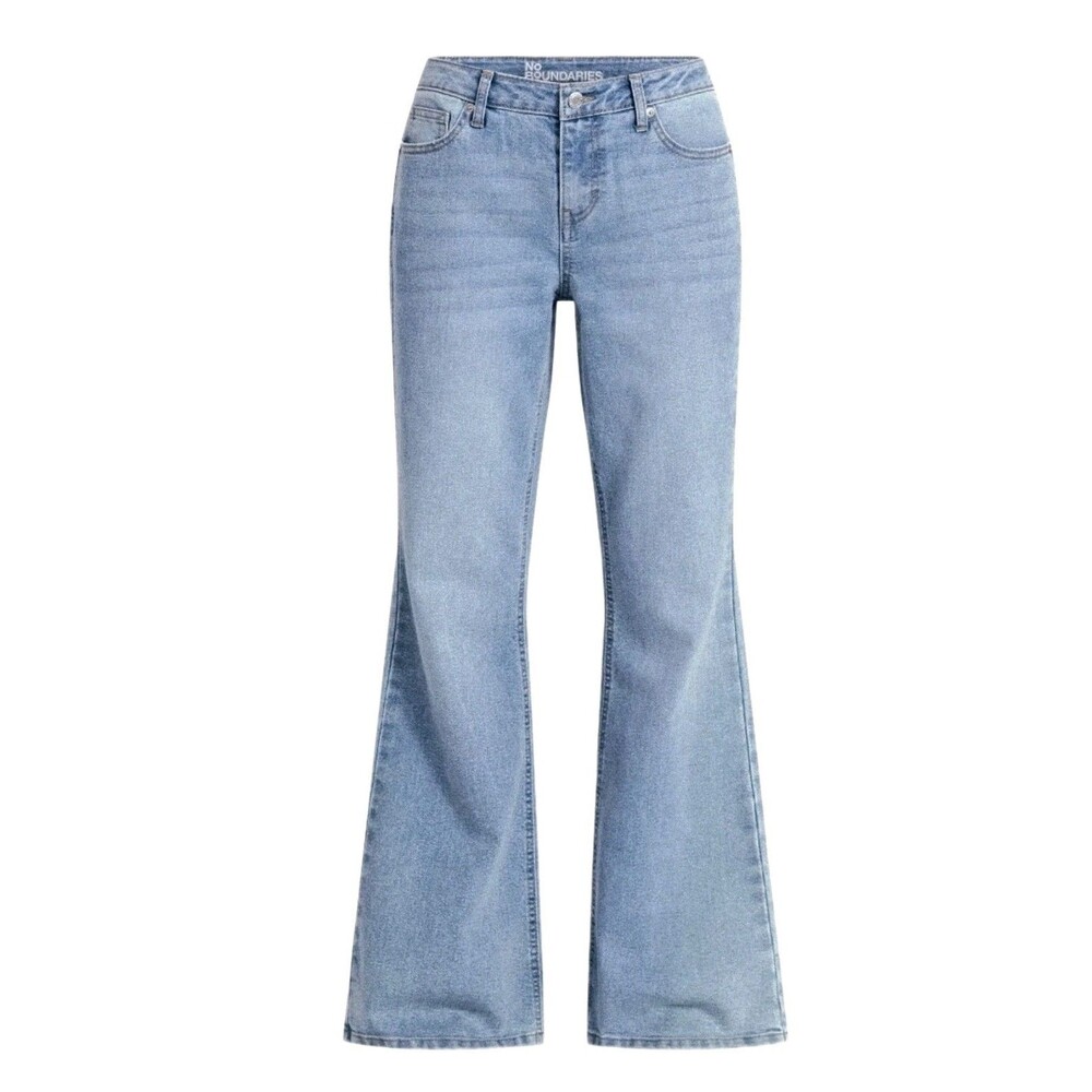 No Boundaries Womens Mid-Rise Baggy Relaxed Flare Denim Jeans Light Wash Size 10